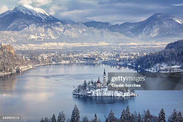 bled island - slovenia lake stock pictures, royalty-free photos & images