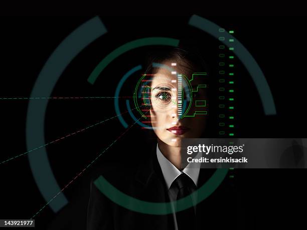 biometrische eye scanner interface - eye scan stock-fotos und bilder