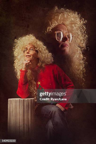 eiferte vintage weihnachten porträt-bild - dauerwelle stock-fotos und bilder