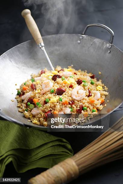 young chow fried rice - wok stockfoto's en -beelden