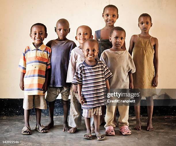 group of african orphan children - bony stock pictures, royalty-free photos & images