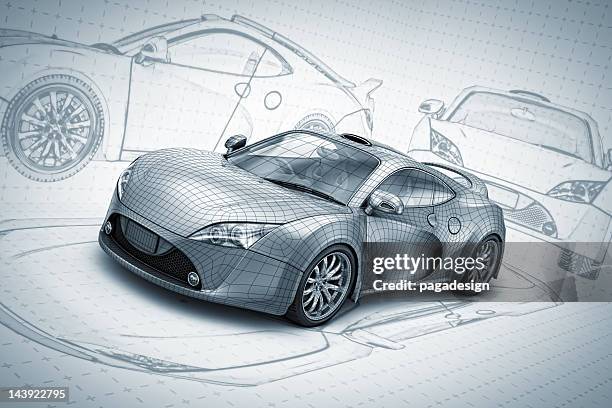 sketch supercar - supercar stockfoto's en -beelden