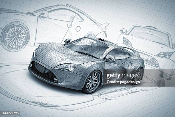 sketch supercar - car designer stock pictures, royalty-free photos & images