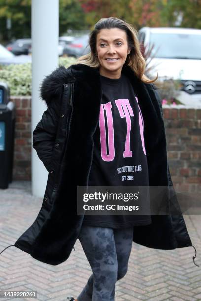 Kym Marsh leaving a hotel ahead of Strictly Come Dancing 2022 rehearsals on November 5, 2022 in London, England.