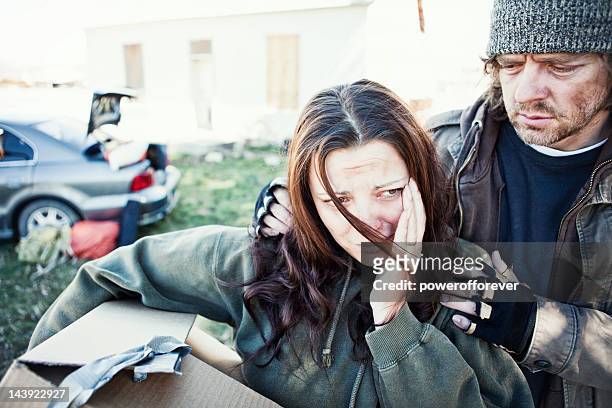 homeless couple living out of a car - squatters stock pictures, royalty-free photos & images