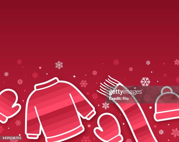 warm winter clothing red holiday background - knit hat stock illustrations