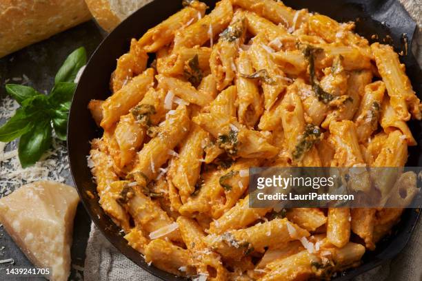 creamy tomato pasta - tomatenpasta stockfoto's en -beelden