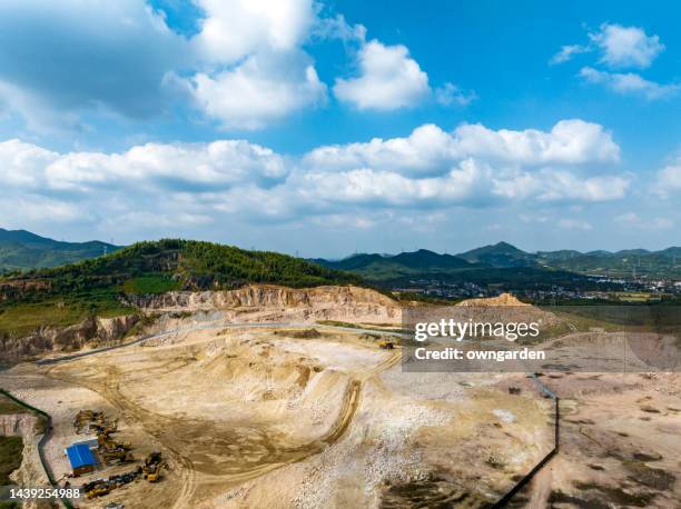 aerial view of quarry pond - 採掘 ストックフォトと画像