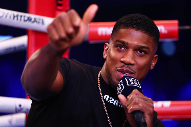 Anthony Joshua is interviewed ringside at Etihad Arena on November 05, 2022 in Abu Dhabi, United Arab Emirates.