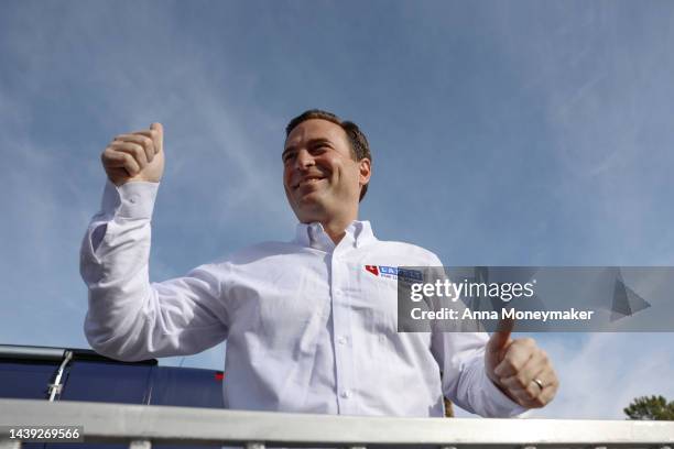 Nevada Republican U.S. Senate nominee Adam Laxalt arrives to a campaign event on November 05, 2022 in Las Vegas, Nevada. Laxalt, a former Attorney...