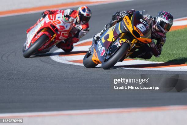 Moto2 rider Senna Agius of Australia and Elf Marc VDS Racing Team leads the field during the MotoGP of Comunitat Valenciana - Qualifying at Ricardo...