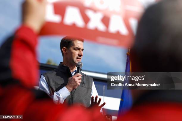 Sen. Tom Cotton speaks at a campaign event for Nevada Republican U.S. Senate nominee Adam Laxalt on November 05, 2022 in Las Vegas, Nevada. Laxalt, a...