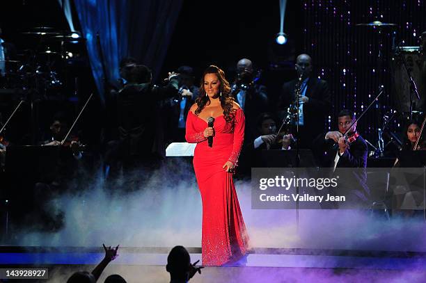 Jenni Rivera performs during Billboard Latin Music Awards 2012 at Bank United Center on April 26, 2012 in Miami, Florida.