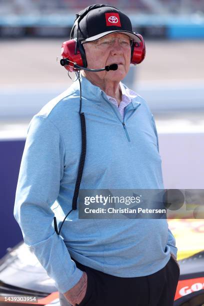 Team owner and Hall of Famer Joe Gibbs looks on during qualifying for the NASCAR Cup Series Championship at Phoenix Raceway on November 05, 2022 in...