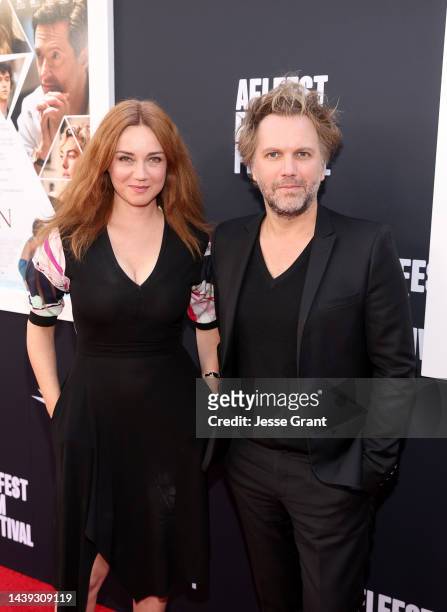 Marine Delterme and and Florian Zeller attend the AFI Fest 2022 red carpet premiere of “The Son” at TCL Chinese Theatre on November 05, 2022 in...
