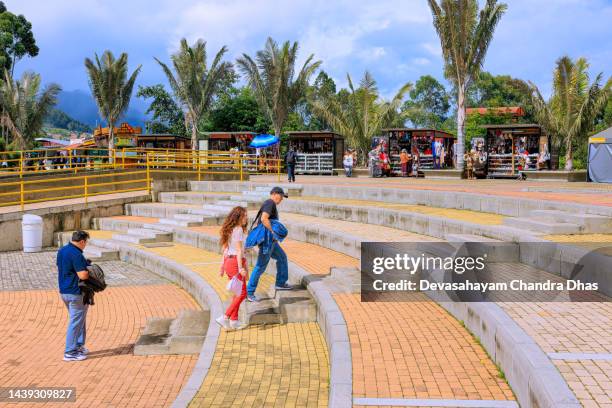 zippaquirá, colombia - a section of the plaza outside the salt cathedral. - cundinamarca stock pictures, royalty-free photos & images