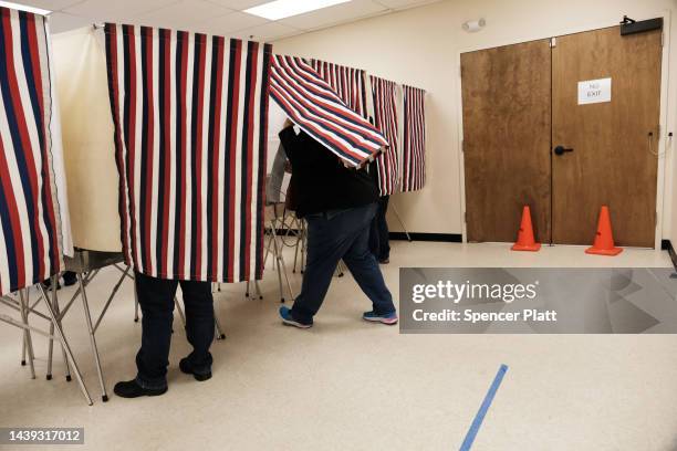 People cast early ballots for the upcoming midterm elections at a polling station on November 05, 2022 in Anchorage, Alaska. Early and absentee...