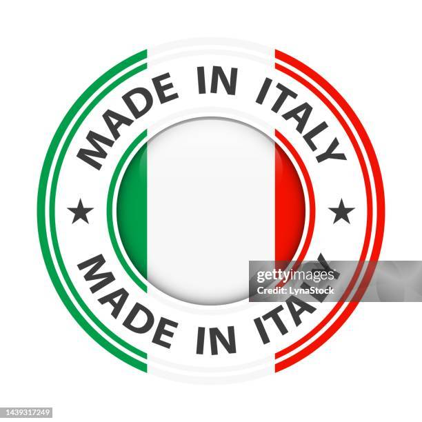 made in italy badge vector. sticker with stars and national flag. sign isolated on white background. - italian flag stock illustrations