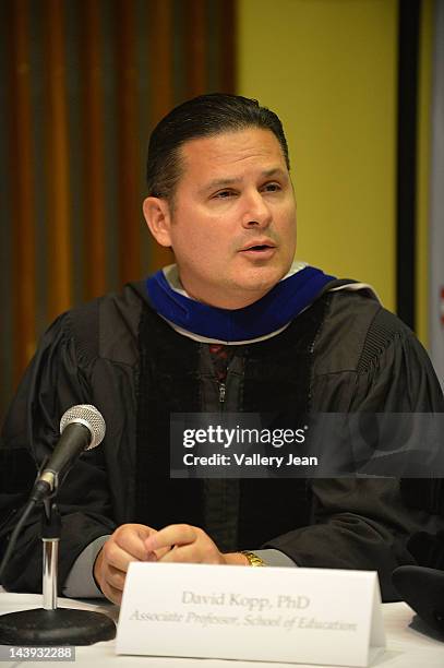 Assc. Professor, School of Education David Kopp attends Shaquille O'Neal press conference after receives a doctoral degree in education from Barry...