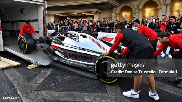 Las Vegas Grand Prix 2023 Formula 1 car is seen during the Formula 1 Las Vegas Grand Prix 2023 launch party on November 05, 2022 on the Las Vegas...