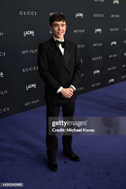 Elliot Page, wearing Gucci, attends the 2022 LACMA ART+FILM GALA Presented By Gucci at Los Angeles County Museum of Art on November 05, 2022 in Los...