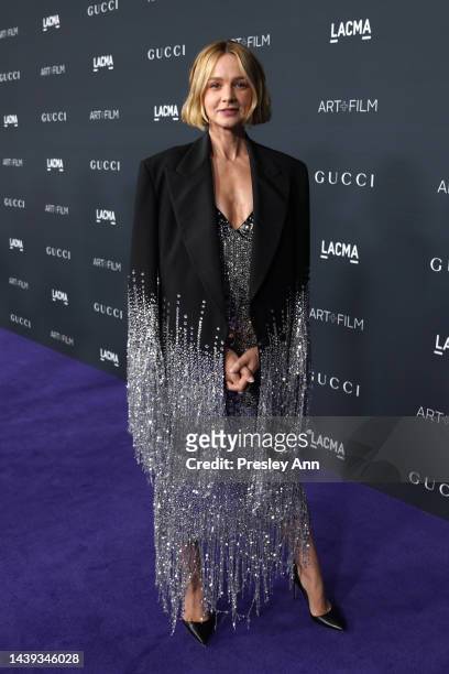Carey Mulligan, wearing Gucci, attends the 2022 LACMA ART+FILM GALA Presented By Gucci at Los Angeles County Museum of Art on November 05, 2022 in...