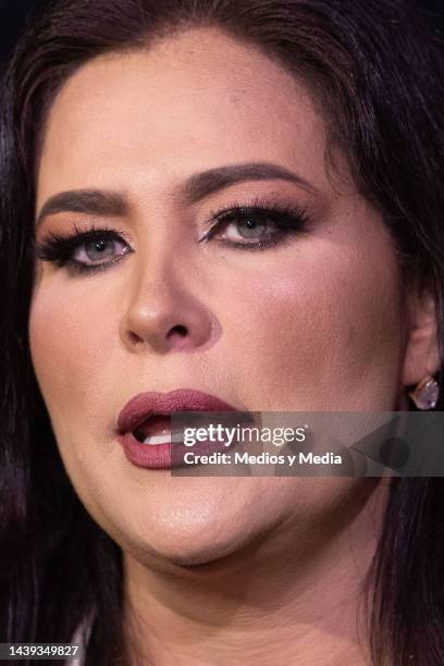 Mexican actress Arleth Terán speaks during a press conference at El Telon de Asfalto on November 5, 2022 in Mexico City, Mexico.