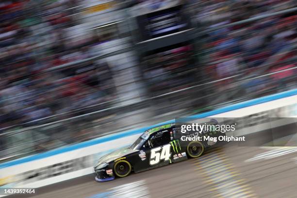 Ty Gibbs, driver of the Monster Energy Toyota, drives during the NASCAR Xfinity Series Championship at Phoenix Raceway on November 05, 2022 in...