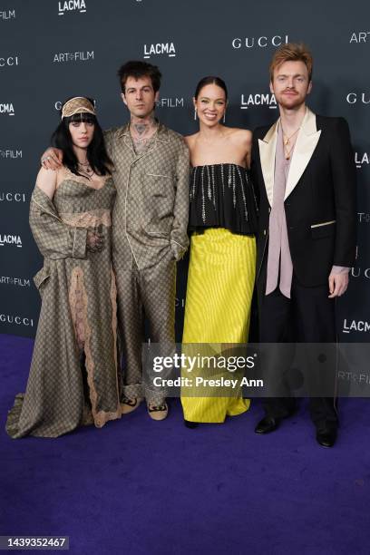 Billie Eilish, Jesse Rutherford, Claudia Sulewski, and FINNEAS, all wearing Gucci, attend the 2022 LACMA ART+FILM GALA Presented By Gucci at Los...