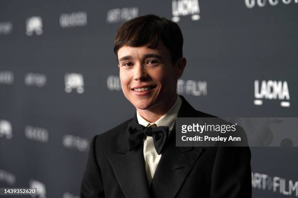 Elliot Page, wearing Gucci, attends the 2022 LACMA ART+FILM GALA Presented By Gucci at Los Angeles County Museum of Art on November 05, 2022 in Los...
