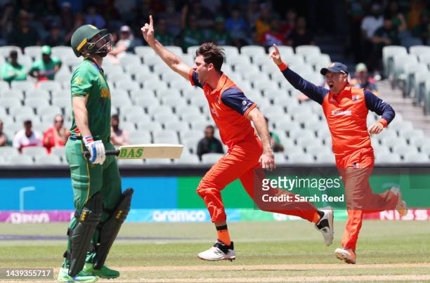 Wayne Parnell of South Africa stands out for a duck Caught Scott Edwards and bowled Brandon Glover of the Netherlands during the ICC Men's T20 World...