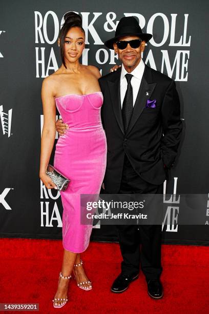 Bella Harris and Jimmy Jam attend the 37th Annual Rock & Roll Hall Of Fame Induction Ceremony at Microsoft Theater on November 05, 2022 in Los...