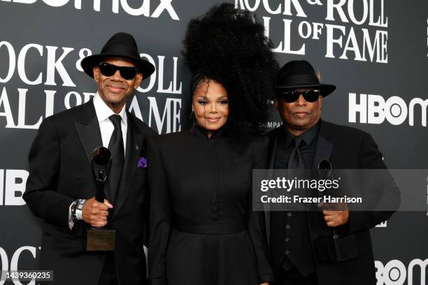 Jimmy Jam, Janet Jackson and Terry Lewis attend 37th Annual Rock & Roll Hall Of Fame Induction Ceremony at Microsoft Theater on November 05, 2022 in...
