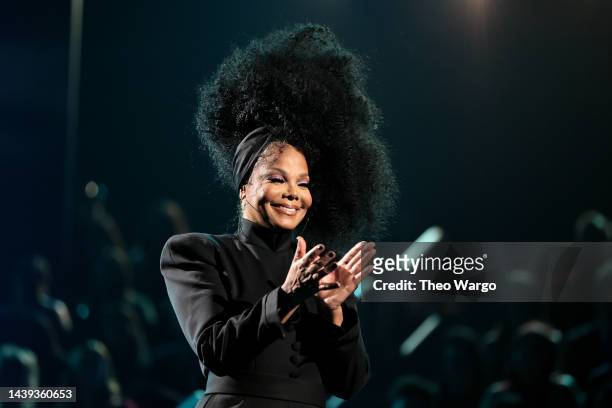 Janet Jackson speaks onstage during the 37th Annual Rock & Roll Hall of Fame Induction Ceremony at Microsoft Theater on November 05, 2022 in Los...
