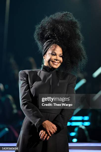 Janet Jackson speaks onstage during the 37th Annual Rock & Roll Hall of Fame Induction Ceremony at Microsoft Theater on November 05, 2022 in Los...