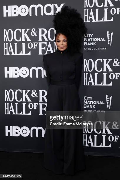 Janet Jackson poses in the press room during the 37th Annual Rock & Roll Hall of Fame Induction Ceremony at Microsoft Theater on November 05, 2022 in...