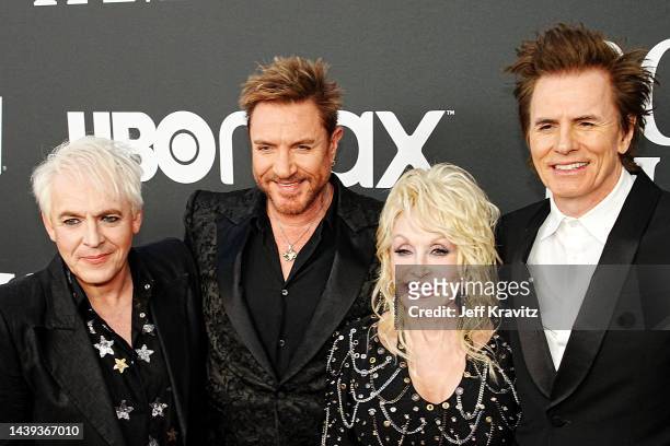 Nick Rhodes, John Taylor, Dolly Parton and Simon Le Bon attend the 37th Annual Rock & Roll Hall Of Fame Induction Ceremony at Microsoft Theater on...