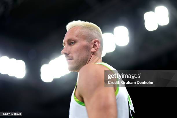 Mitchell Creek of the Phoenix looks on prior to the round six NBL match between Melbourne United and South East Melbourne Phoenix at John Cain Arena,...