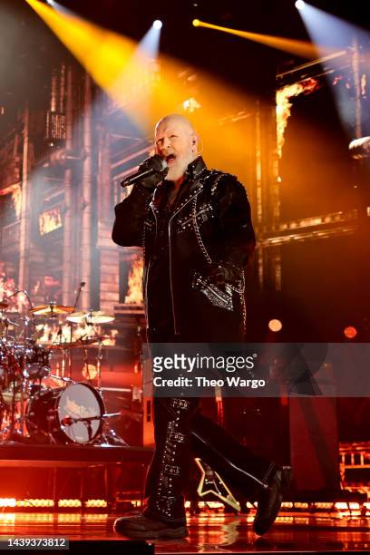 Inductee Rob Halford of Judas Priest performs onstage during the 37th Annual Rock & Roll Hall of Fame Induction Ceremony at Microsoft Theater on...