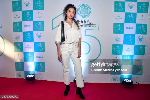 María Evoli poses for a photo during the red carpet of 'Jerry ML Anniversary Party' on November 5, 2022 in Mexico City, Mexico.
