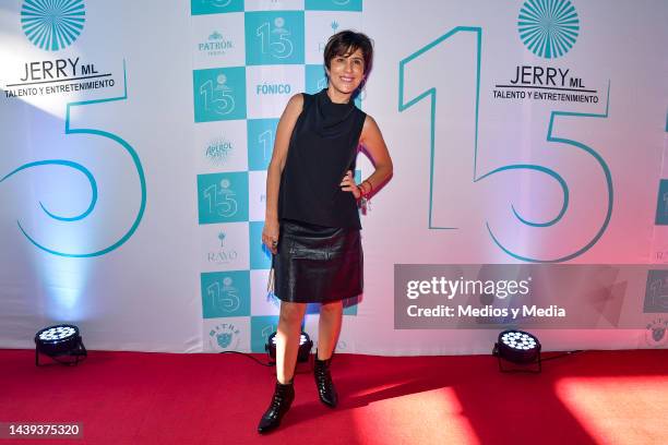 Montserrat Marañón poses for a photo during the red carpet of 'Jerry ML Anniversary Party' on November 5, 2022 in Mexico City, Mexico.