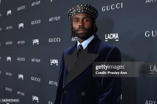 Dev Hynes, wearing Gucci, attends the 2022 LACMA ART+FILM GALA Presented By Gucci at Los Angeles County Museum of Art on November 05, 2022 in Los...