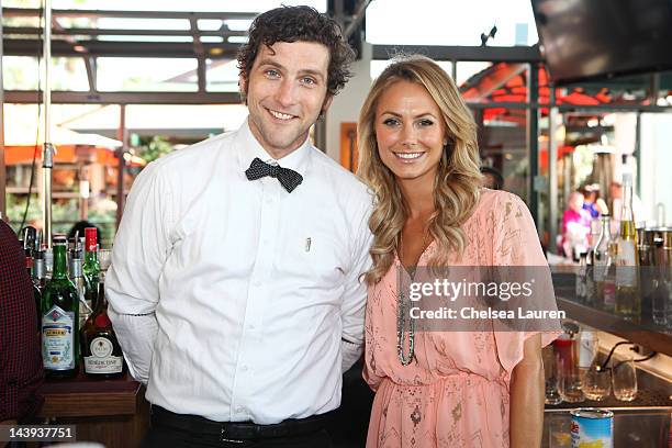 Head mixologist at Mixology101 Joseph Brooke and actress/model Stacy Keibler attend a tequila cocktail competition and Cinco de Mayo celebration...