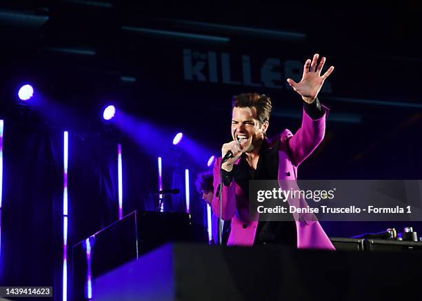 Singer Brandon Flowers of The Killers performs during the Formula 1 Las Vegas Grand Prix 2023 launch party on November 05, 2022 in Las Vegas, Nevada.