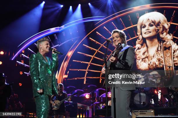 Nk and Brandi Carlile perform onstage during the 37th Annual Rock & Roll Hall of Fame Induction Ceremony at Microsoft Theater on November 05, 2022 in...