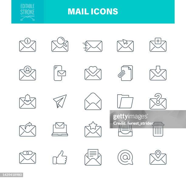mail icons editable stroke - envelope icon stock illustrations