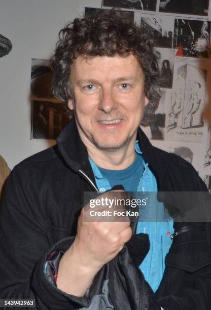 Director Michel Gondry attends the Michel Gondry Exhibition Taking Down Party at La Blanchisserie on May 5, 2012 in Paris, France.