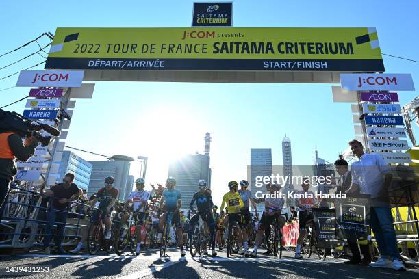 Geraint Thomas of The United Kingdom and Team INEOS Grenadiers, Yukiya Arashiro of Japan and TDF Criterium Legends Team, Vincenzo Nibali of Italy and...