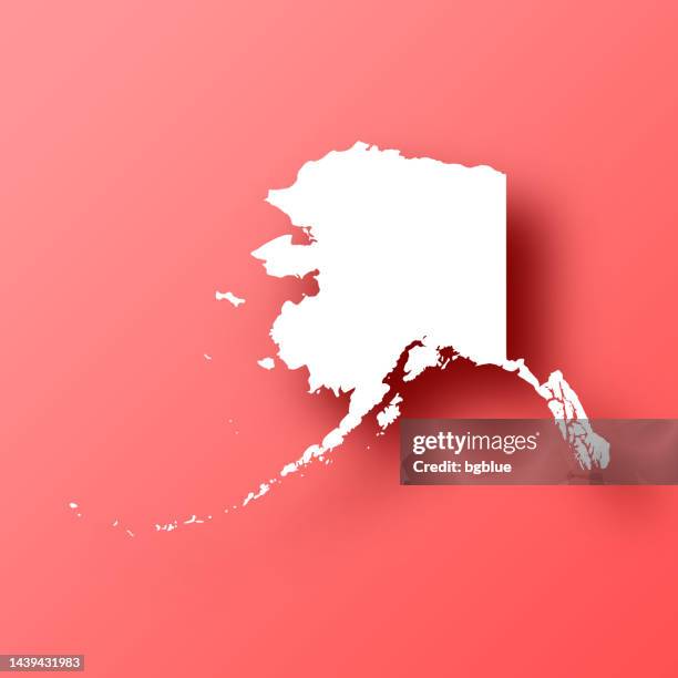 alaska map on red background with shadow - alaska stock illustrations