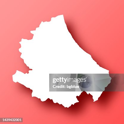 Abruzzo map on Red background with shadow Abruzzo map on Red background with shadow
